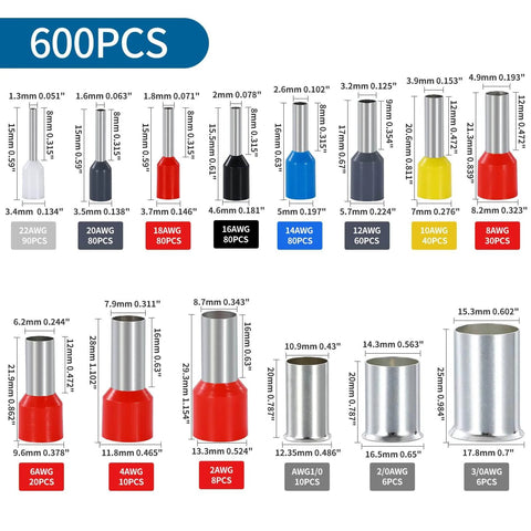 Ferrule Size Color Guide Kit d'outil de sertissage de manchons robuste avec...