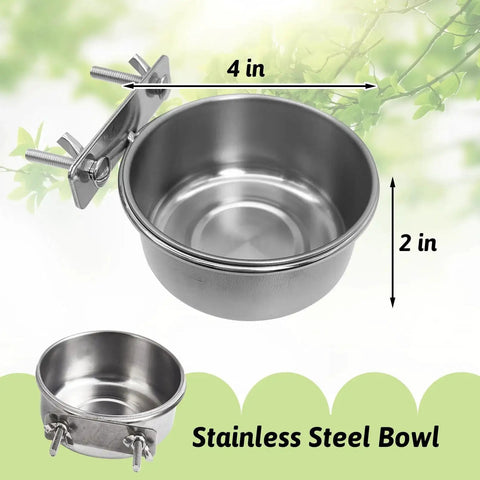 Stainless Steel Bird Bowls With Clamp for Cage Birds Tfwadmx 4 Pack Durable Rustproof Coop Cup Water Dishes dimensions