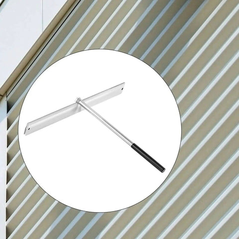 Sheet Metal Folding Hemming Tool For Standing Seam Roofs Long Handle Bender with black grip and background of metal roofing