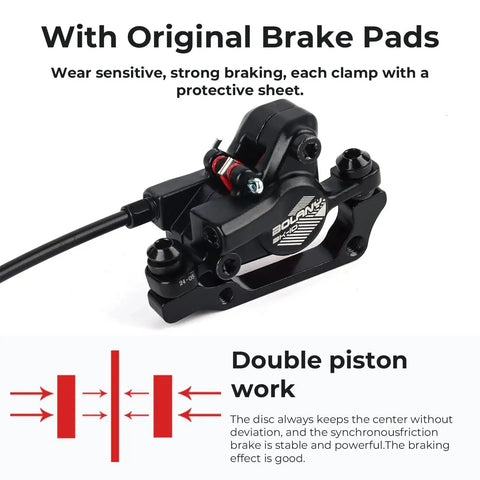 Black BOLANY hydraulic disc brake caliper with hose for MTB, aluminum alloy, dual-piston design