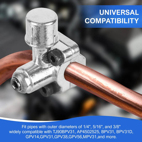 Bullet piercing valve kit, 10-pc BPV-31 for refrigerator lines; chrome-plated metal, fits 1/4", 5/16", 3/8" OD copper pipes.