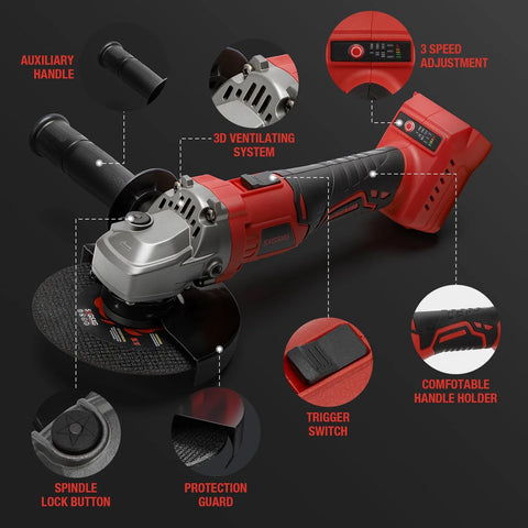 Cordless Angle Grinder For Milwaukee M18 18V Battery, Brushless 4 1/2 Inch Grinder With Variable Speed, detailed features shown