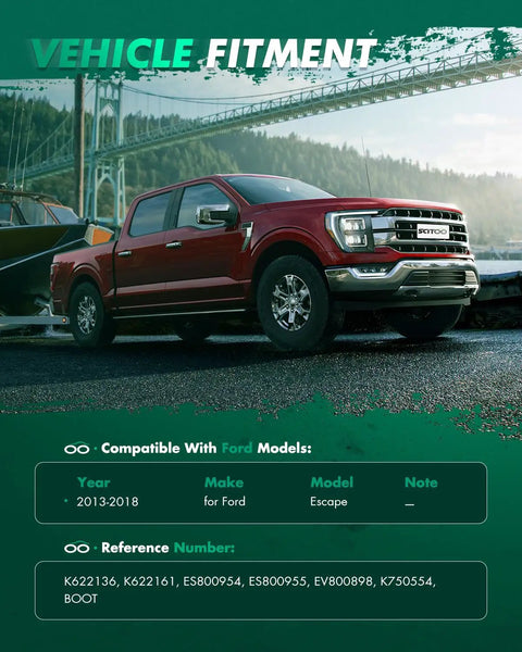 SCITOO 10-piece front suspension kit for Ford Escape; red Ford SUV shown with green vehicle fitment banner (2013–2018).