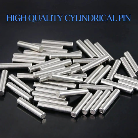 50-Piece 5x25mm Dowel Pins Stainless Steel Shelf Support Pegs For Cabinets And Furniture Built Tough With 304 Stainless Rust Resistant Easy Install Silver Tone Pin Rod Fasten Elements scattered on black surface