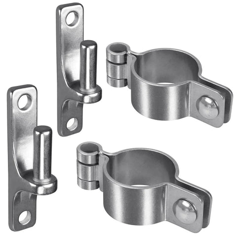 304 Stainless Steel Gate Hinges Two Pack Heavy Duty One And Three Eighths Inch Pipe Hinge With Five Eighths Inch Pin Wall Mount