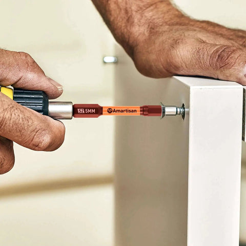 Pro Grade 20 Piece Hex Bit Drill Set In S2 Steel With Magnetic Tips, 2.3 Inch Long, shown in use on a white surface
