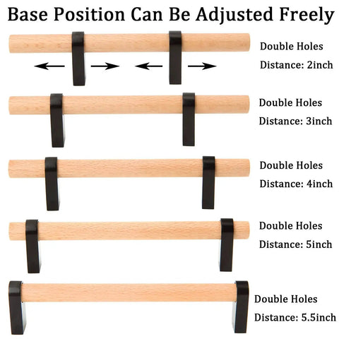 Adjustable Wood Cabinet Hardware Handles Pack Of 6 Unfinished DIY Pulls for Cabinets Wardrobes and Drawers with varying hole distances