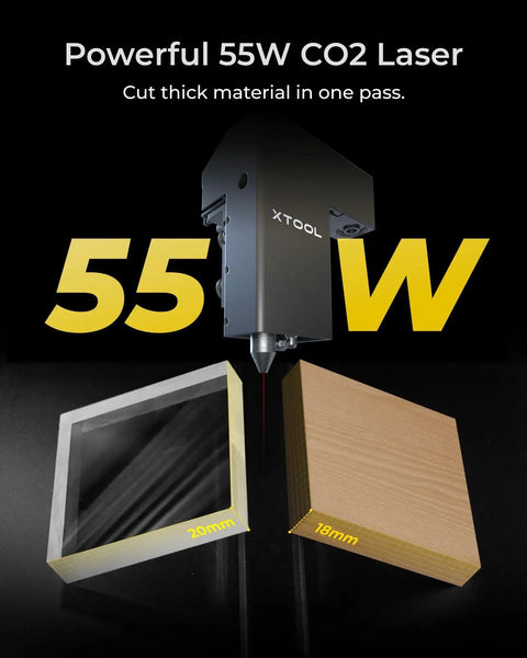 Powerful Desktop CO2 Laser Cutter For Makers And DIYers With 55W Output, XTool P2S cutting metal and wood materials