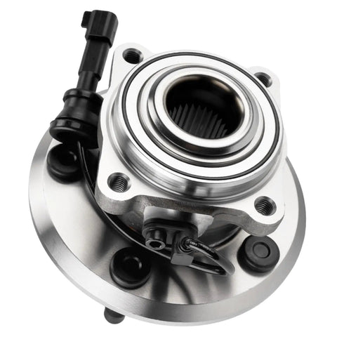 Close-up of 512440 Rear Wheel Bearing And Hub Assembly For 2010 2017 Chevy Equinox And 2010 2017 GMC Terrain With ABS Fits Rear Left And Right 5 Bolt Hub And ABS Sensor Included Beefed Up Ready To Roll