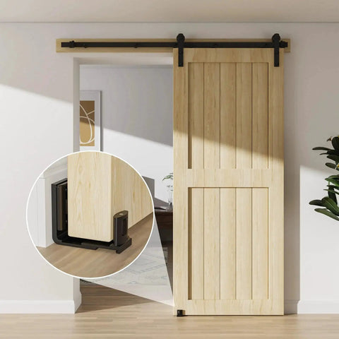 Sliding Barn Door Bottom Floor Guide With Adjustable Roller For All Door Sizes Flush Flat Design Stay Roller Black Solid Steel