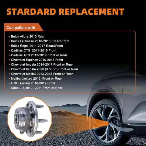 2Pcs Front And Rear Wheel Bearing Hub Assembly Fits Malibu 2013 2015 Impala 2014 2017 Buick Lacrosse 2010 2016 5 Lug