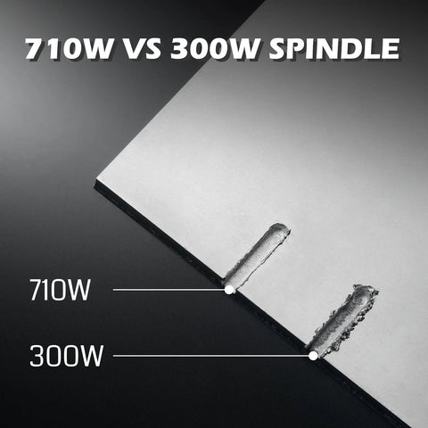 Comparison of cutting performance between 710W and 300W spindle on metal with Genmitsu 3020 PRO Ultra Power CNC Router.