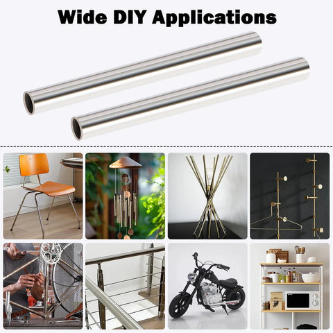 Two Livabber 304 stainless steel round tubes, 0.06 in wall, 12 in length, 7/8 in OD, rustproof weldable pipe