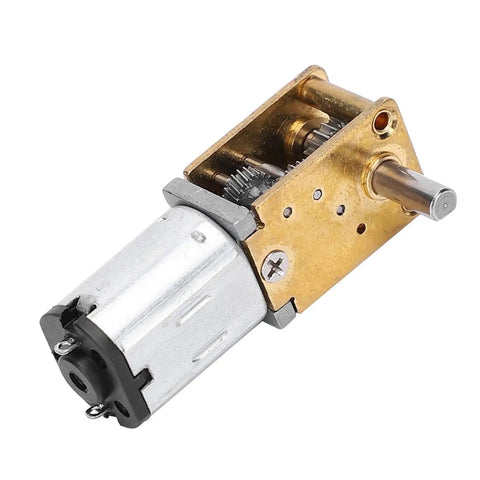 3V 30RPM Mini Gear Motor With Worm Gear Reducer for robots cameras and smart locks, showing metal construction and compact design