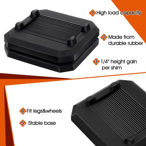 8 Pack 1/4 Inch Griddle Leveling Shims Kit For Blackstone Griddles And Most Grills, showing durable rubber levelers stacked.