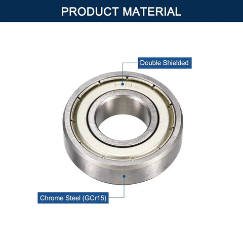 Deep Groove Ball Bearing Set R8ZZ For One Half Inch ID And One And One Eighth Inch OD Double Shielded Chrome Steel GCr15
