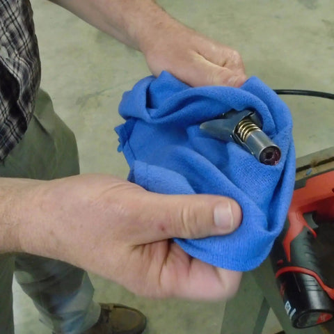 Hands using Blue Industrial Cloth Rags for Auto Mechanics and Janitorial Work, Heavy Duty, Low Lint, Durable and Reusable, 16 By 24 Inch, Cotton Blend