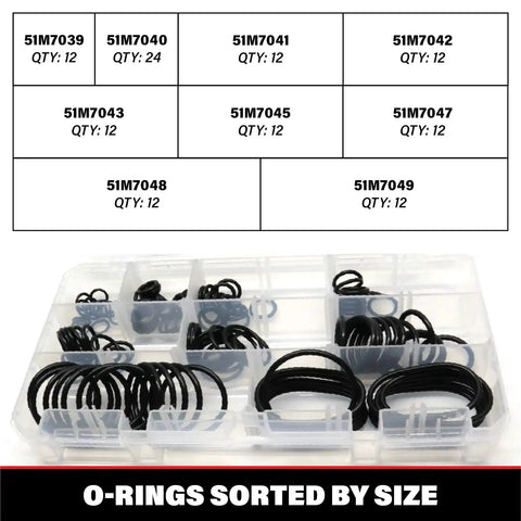 120 Piece Pro Grade O Ring Kit For SAE J2244/2 ISO 6149 Metric Port Hydraulic Fittings Includes 9 Sizes Buna N 90 Durometer O Rings Compatible With John Deere And Other Hydraulic Equipment in case sorted by size