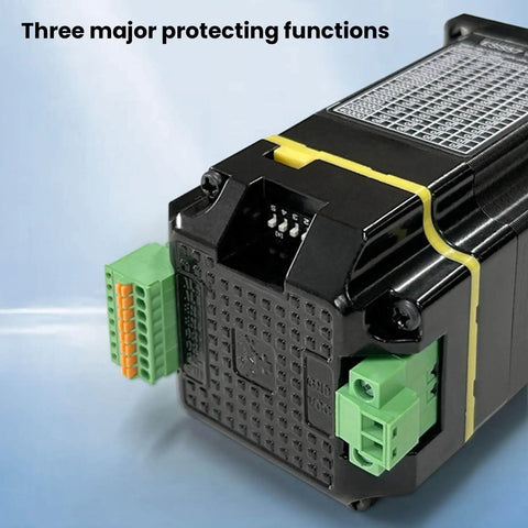 Close-up of Integrated Servo Stepper Motor With Closed Loop Controller and 1000 Line Encoder for CNC Machines and 3D Printers