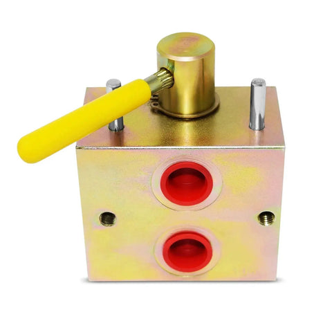 Manual Hydraulic Multiplier And SCV Splitter Diverter Valve with 45° handle, two outlets, 20 GPM at 3000 PSI, USA-made