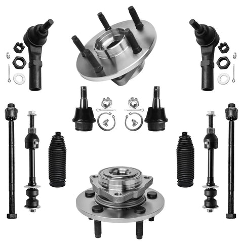 2WD Front Wheel Bearing Hub Kit For Dodge Ram 1500 2002 2003 2004 2005 includes 12 piece suspension components, bearings, joints