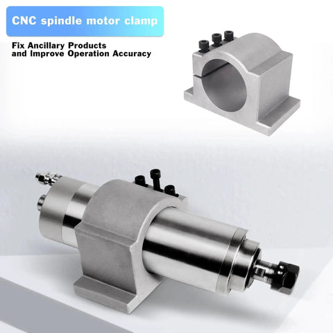 2.2KW 110V Air Cooled Spindle Motor Kit With ER20 Collet 24000 RPM VFD showing CNC spindle motor clamp and mount