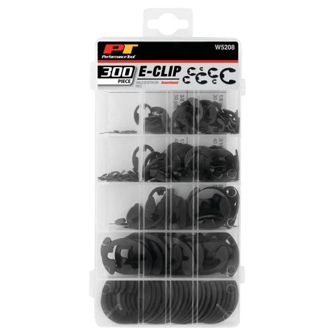 W5208 300 Piece E Clip Assortment Kit With Resealable Case For Shop Use Includes Nine Popular E Clip Sizes Durable Black Finish