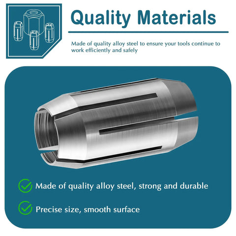 Quality alloy steel collet from Replacement Collet And Nut Kit For Spiral Saws And Drywall Cutout Tools Works With CN1 And DEWALT Tools.