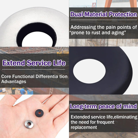 Ranstac stainless steel bonded sealing washers (10x9/16) with neoprene/EPDM for screws bolts, 100pcs