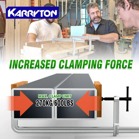 KARRYTON 4-pack 12-inch F clamps with 3-inch throat, 5/8x5/16 bar, 600 lb clamping force