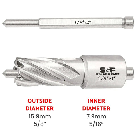 Beast Mode Annular Cutter for Magnetic Drill Press 5 Eighths Inch Diameter 1 Inch Depth HSS M2AL Steel CNC Machined Drill Bit