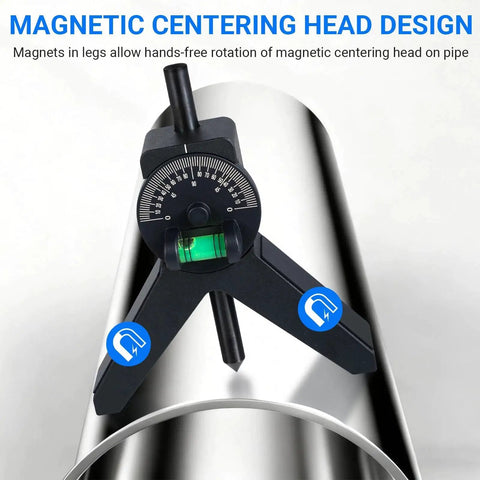 Magnetic Centering Head for Pipes With Y Shape Design and Adjustable Dial Bubble Protractor, Pipefitter Tool for Quick Centering Circles