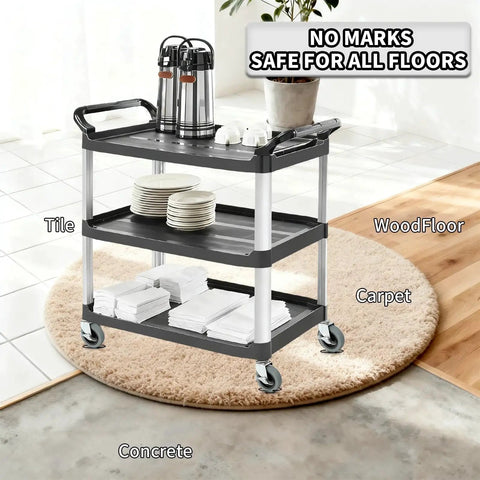 Utility cart on various floors with 4 Inch Stem Caster Wheels Set Of 4 With Side Brakes Heavy Duty Thermoplastic Rubber Casters