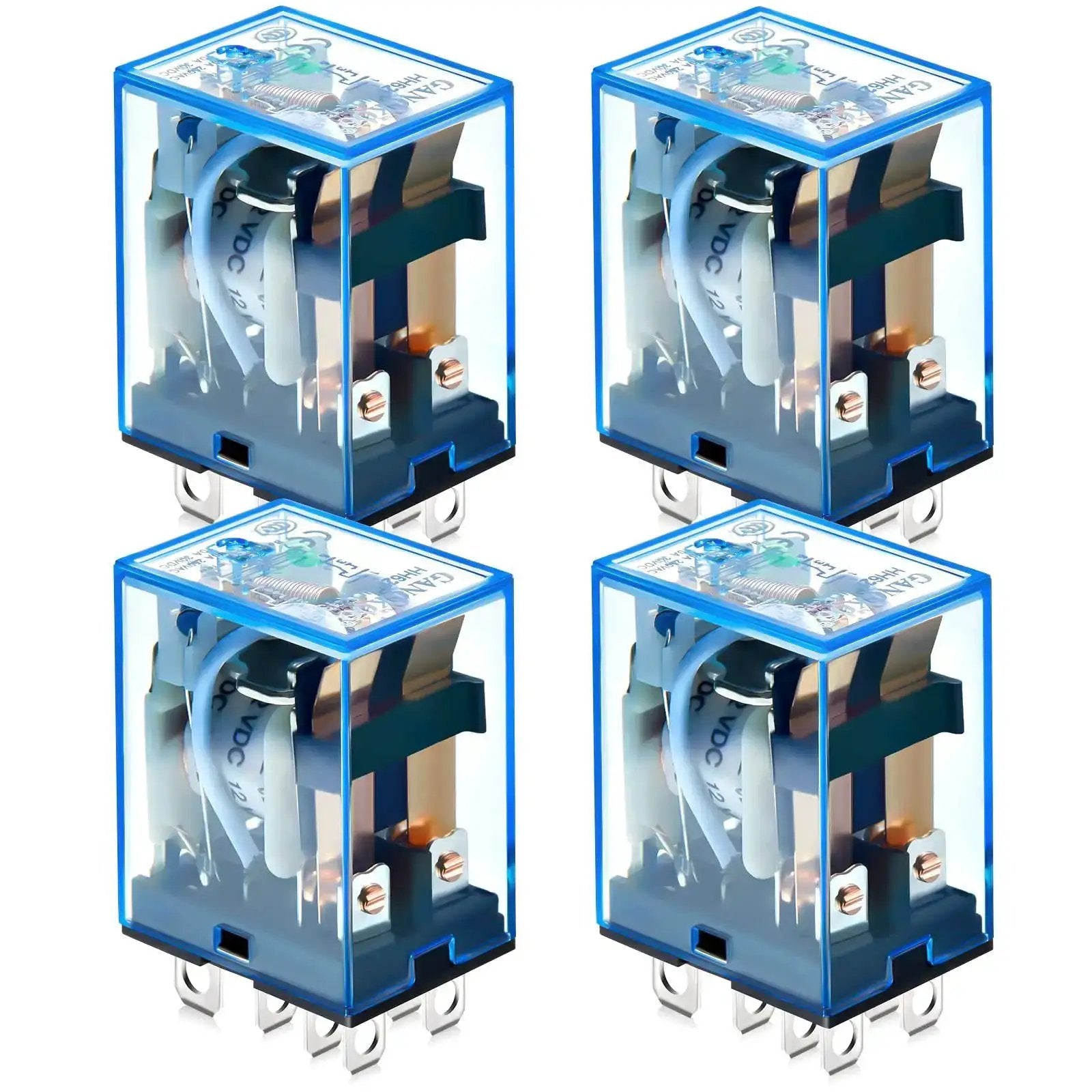 Four Pack DC 12V General Purpose Relays, 8 Pin DPDT El...