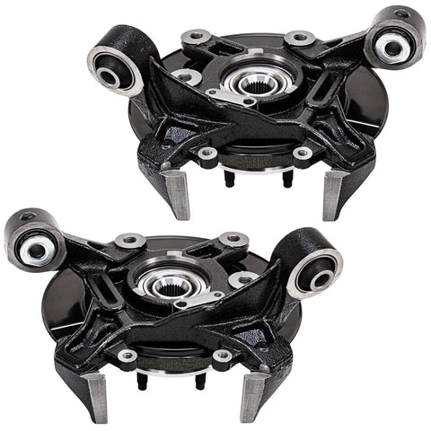 Two Piece Kit Rear Steering Knuckles With Wheel Bearing Hubs For 2006 2010 Ford Explorer Mercury Mountaineer And 2007 2008 2009 Explorer Sport Trac Replacement, black metal, pre-assembled