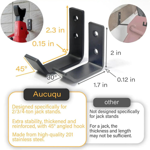 Wall Mount Jack Stands Holder 4 Pack Heavy Duty Stainless Steel Fits 2 3 4 6 Ton diagram and specifications