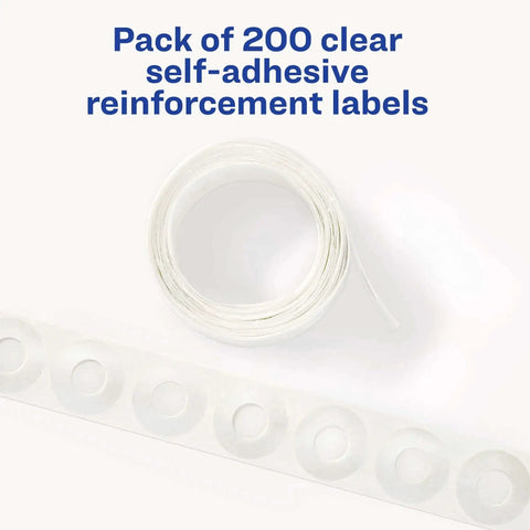 Clear Hole Reinforcement Labels For 3 Hole Punched Pages One Quarter Inch Diameter Non Printable Durable Polyvinyl Stickers Set Of 200