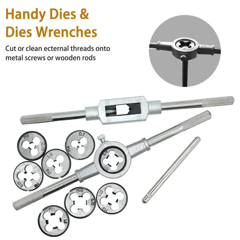 40 Piece Tap And Die Set For Metric Threads M3 To M12 With Coarse And Fine Types, Built From Durable GCr-15 Alloy Steel