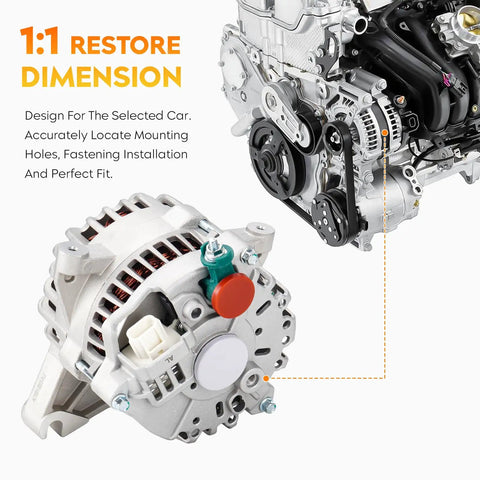 Beefy Replacement Alternator For Ford F150 4.6L And 5.4L 2004 To 2008 Expedition 5.4L 2005 To 2006 installed view next to engine