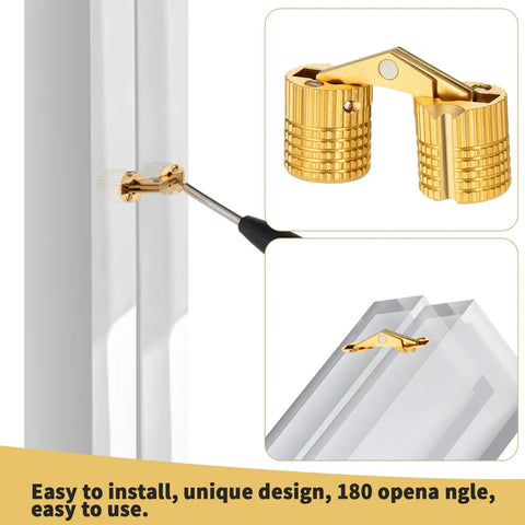 Six Pack 10 Mm Hidden Brass Hinges With 24 Screws For Concealed Cabinets And Jewelry Boxes, 180 Degree Opening, Invisible Design
