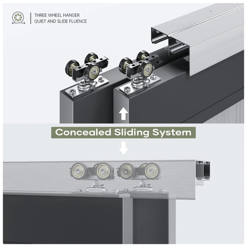 Bypass Pocket Door Hardware Kit 6 Foot 72 Inch Double Sliding System Commercial Grade Aluminum Track For Two Doors Quiet Glide Rollers