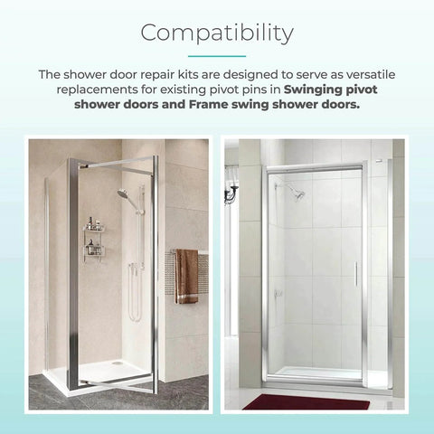 Shower Door Hinge Pin Kit With Pivot Bushing For Framed Swing Doors Replacement Parts shown with framed glass shower doors