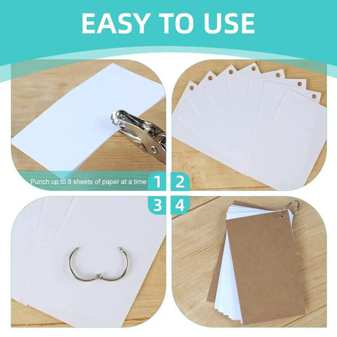 Super Handy Single Hole Punch For Crafts And Scrapbooks, Quarter Inch Hole, Punches Up To 8 Sheets, Includes 10 Binder Rings, Easy to Use