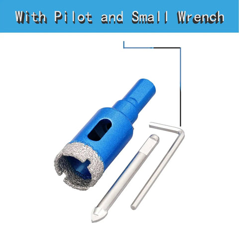 Three Quarter Inch Diamond Core Drill Bits Vacuum Brazed Hole Saw With Pilot Triangle Shank For Ceramic Tile Glass Concrete Porcelain And Granite Pack Of Two ChilternCasa, featuring blue core drill bit with wrench and pilot drill.