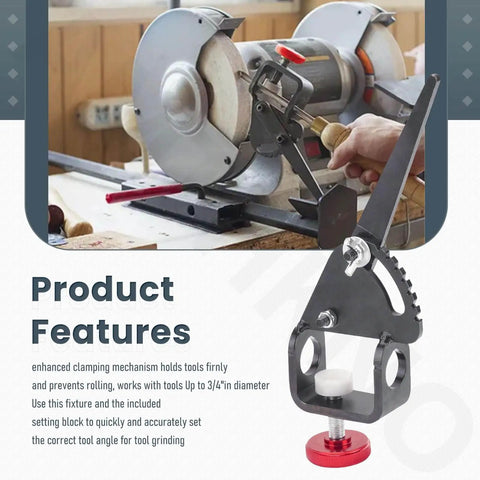 Attachment For Woodturning Tools That Fits Wolverine Grinding Jig, Vari-Grind Style Precision Clamp with tool in jig