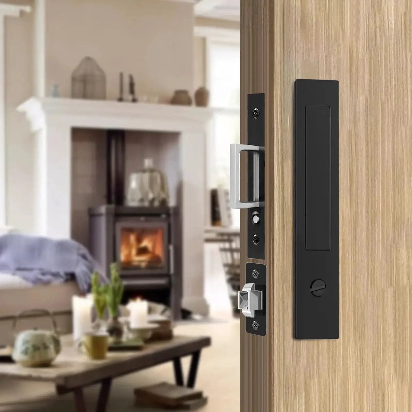Pocket Door Lock Set With Edge Pulls And Hidden Handle...