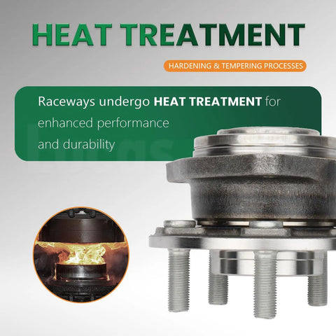 Close-up of a heat-treated front wheel hub bearing assembly for 2012 to 2020 Dodge Challenger Charger and Chrysler 300.
