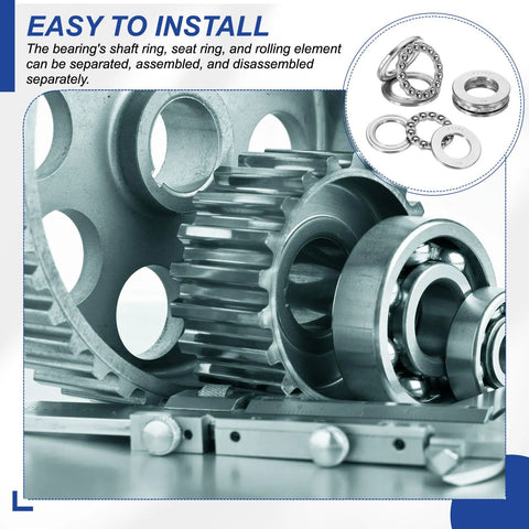 PATIKIL 51101 thrust ball bearings, 4 pcs, 12x26x9 mm, chromium steel GCr15, silver