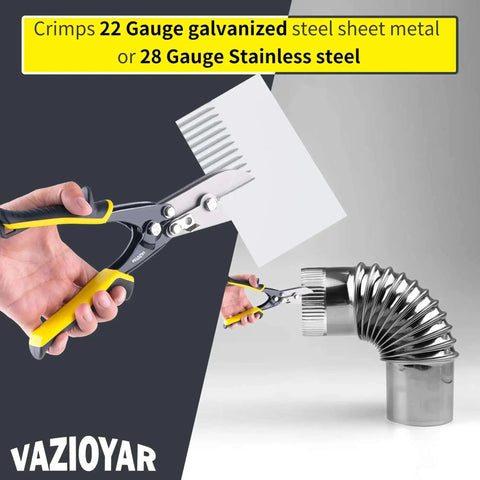 5 Blade Sheet Metal Crimping Tool For 22 Gauge Galvanized Steel And 28 Gauge Stainless Steel cutting metal and crimping duct.