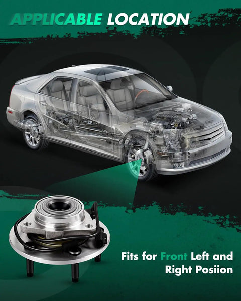 Heavy Duty Front Wheel Hub Bearing 2 Pack 5 Lug For Dodge Ram 1500 2002 2003 2004 2005 With ABS Direct Fit Premium OE Style Replacement